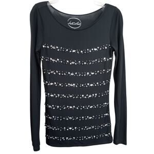 INC Beaded Bling Stretch Top Small Sparkle Lightweight Event Holiday Career Work